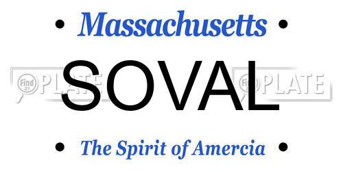 SOVAL Massachusetts License Plate