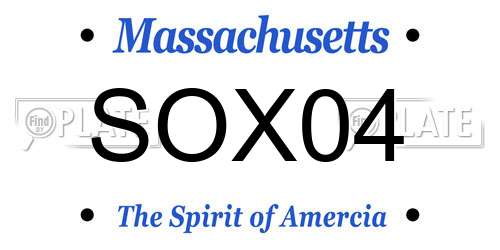 SOX04 Massachusetts License Plate