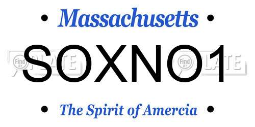 SOXNO1 Massachusetts License Plate