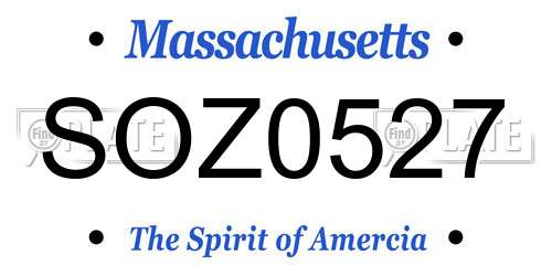 SOZ0527 Massachusetts License Plate