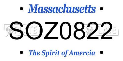 SOZ0822 Massachusetts License Plate
