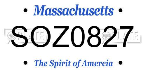 SOZ0827 Massachusetts License Plate