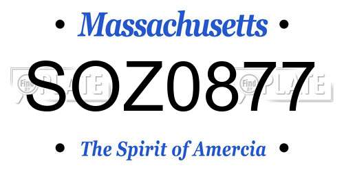 SOZ0877 Massachusetts License Plate