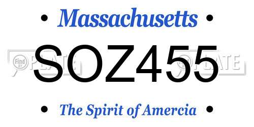 SOZ455 Massachusetts License Plate