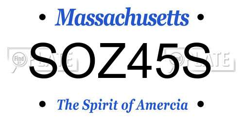 SOZ45S Massachusetts License Plate