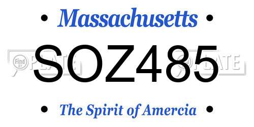 SOZ485 Massachusetts License Plate