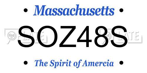 SOZ48S Massachusetts License Plate
