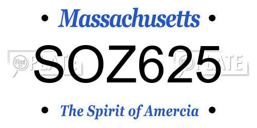 SOZ625 Massachusetts License Plate