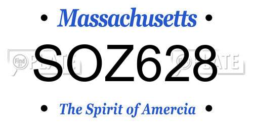SOZ628 Massachusetts License Plate