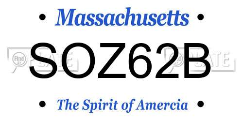 SOZ62B Massachusetts License Plate