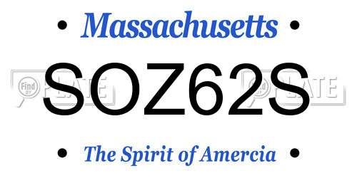 SOZ62S Massachusetts License Plate