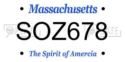 SOZ678 Massachusetts License Plate