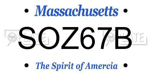 SOZ67B Massachusetts License Plate