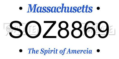 SOZ8869 Massachusetts License Plate