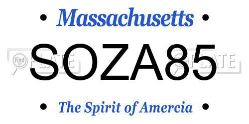 SOZA85 Massachusetts License Plate