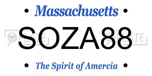 SOZA88 Massachusetts License Plate