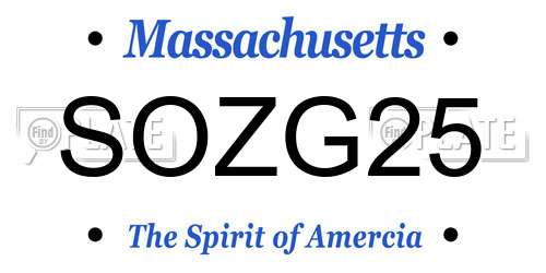 SOZG25 Massachusetts License Plate