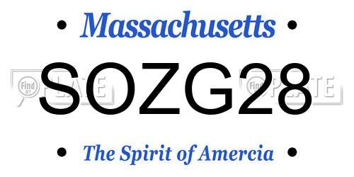 SOZG28 Massachusetts License Plate