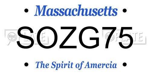 SOZG75 Massachusetts License Plate