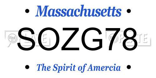 SOZG78 Massachusetts License Plate