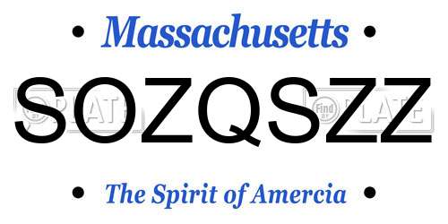SOZQSZZ Massachusetts License Plate