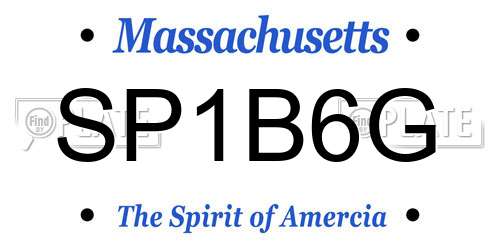 SP1B6G Massachusetts License Plate