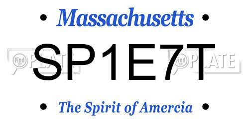 SP1E7T Massachusetts License Plate