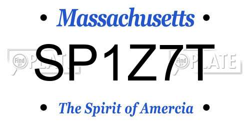 SP1Z7T Massachusetts License Plate