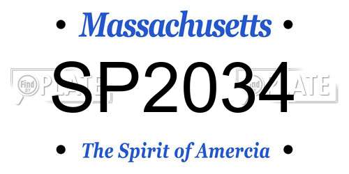 SP2034 Massachusetts License Plate
