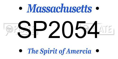 SP2054 Massachusetts License Plate