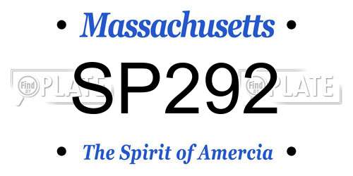 SP292 Massachusetts License Plate