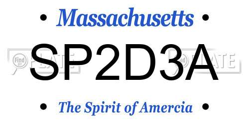 SP2D3A Massachusetts License Plate