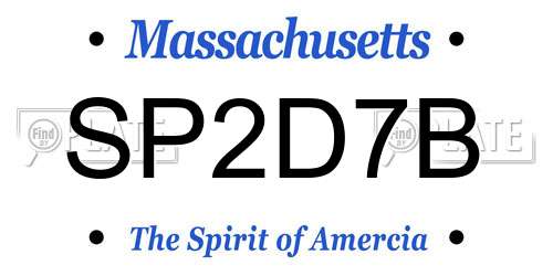 SP2D7B Massachusetts License Plate