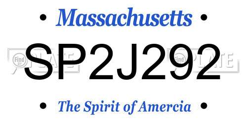 SP2J292 Massachusetts License Plate