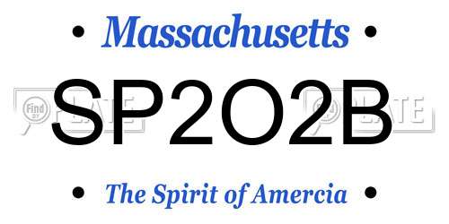 SP2O2B Massachusetts License Plate