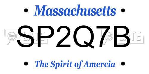 SP2Q7B Massachusetts License Plate