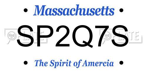 SP2Q7S Massachusetts License Plate