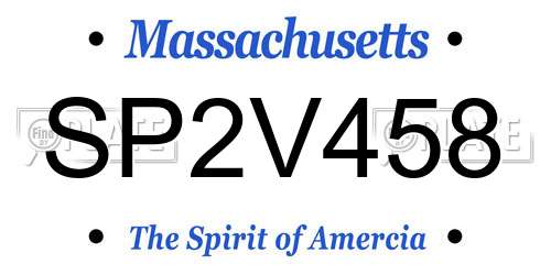 SP2V458 Massachusetts License Plate
