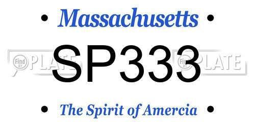 SP333 Massachusetts License Plate