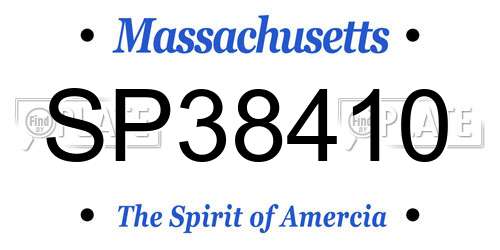 SP38410 Massachusetts License Plate