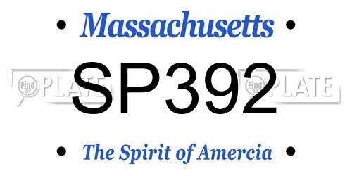 SP392 Massachusetts License Plate