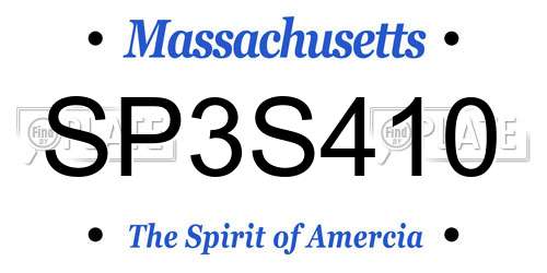 SP3S410 Massachusetts License Plate