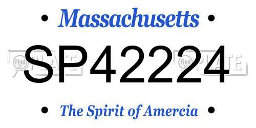 SP42224 Massachusetts License Plate