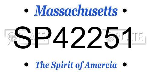 SP42251 Massachusetts License Plate