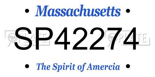 SP42274 Massachusetts License Plate