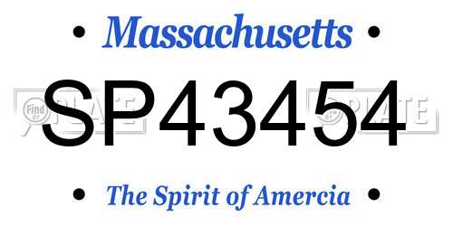 SP43454 Massachusetts License Plate