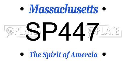SP447 Massachusetts License Plate