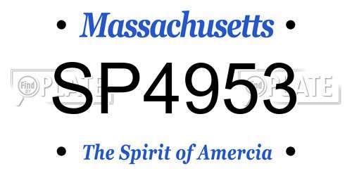 SP4953 Massachusetts License Plate