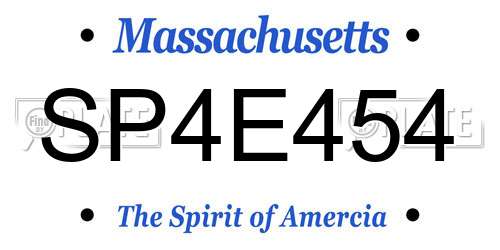 SP4E454 Massachusetts License Plate