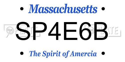 SP4E6B Massachusetts License Plate